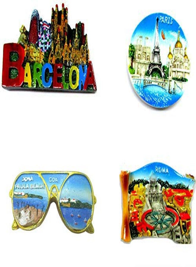 Olrada Fridge Magnet, Decoration for Your Fridge Cute Countries Theme (4Pc Set) - Image 1